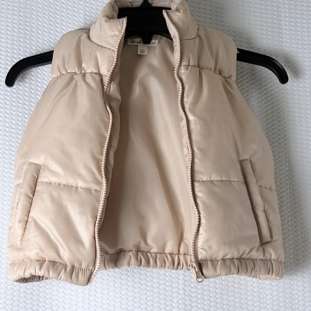 Derek Heart Puffer Vest Girls 10/12 Blush Pink Mock Neck Zip Front Quilted Gilet